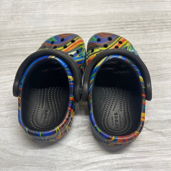 CROCS Baya Seasonal Printed Multicolor Rainbow Black Baby Size 4C - Picture 10 of 11